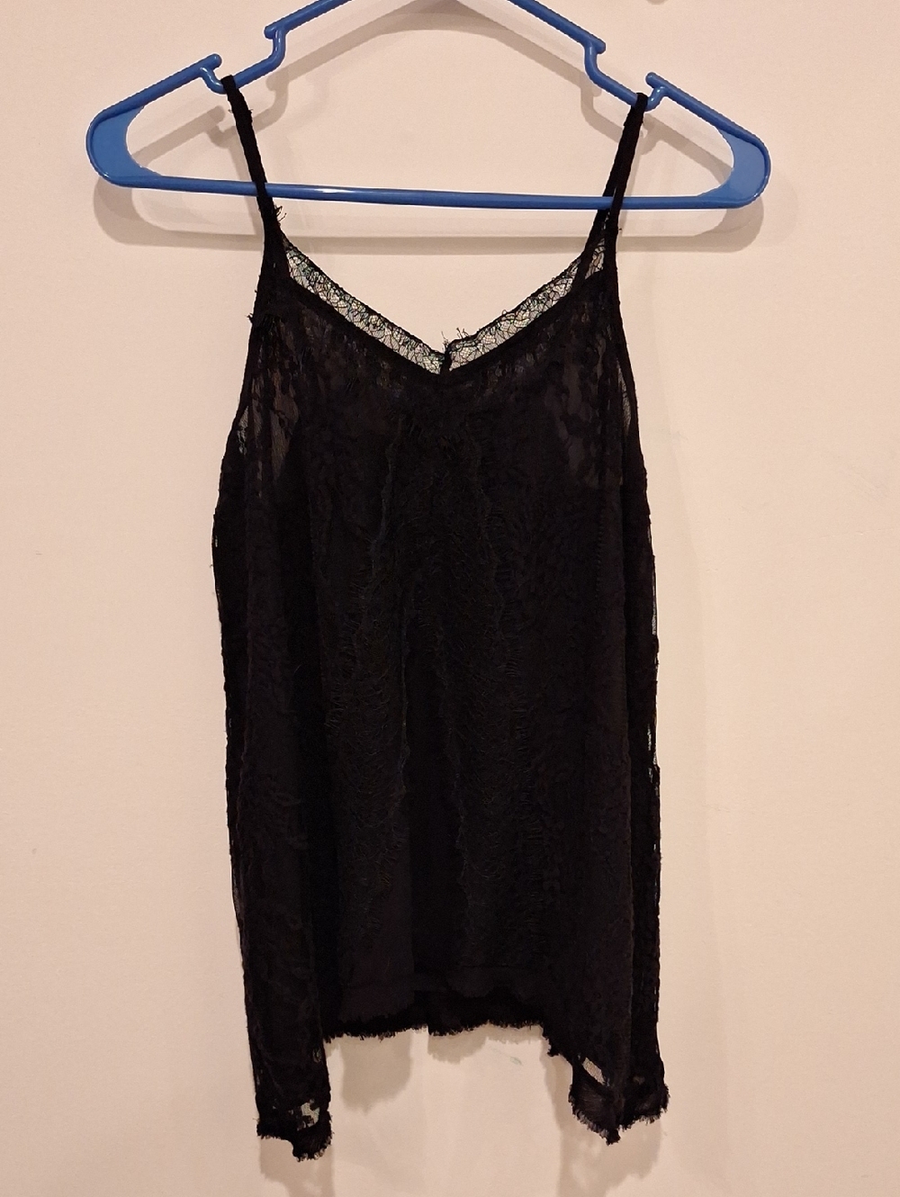 American Eagle Outfitters Black Lace Spaghetti Strap Tank Top